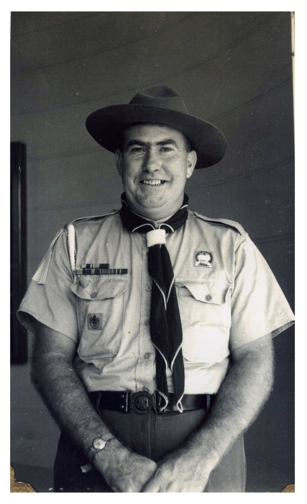 Alderman Les Powell in scout uniform, Fairfield NSW