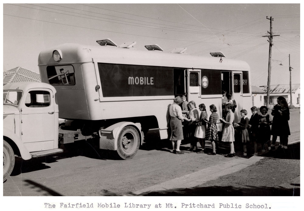 Mobile library service at Mt Pritchard Public School, Mt Pritchard NSW, c. 1960s