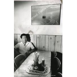 Mo Lam sitting inside his restaurant Pho 54, Cabramatta