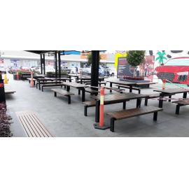 Corded off sitting area in Greenway Plaza , Wetherill Park