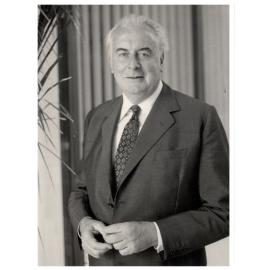 Gough Whitlam, possibly at the official opening of Council's administration building at Wakeley