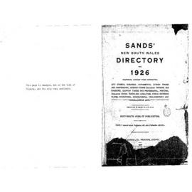 Sands Sydney, Suburban and Country Commercial Directory. [1st January 1926 - 31st December 1926]