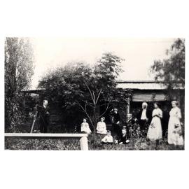 Critchley family assembled in their garden for a photograph