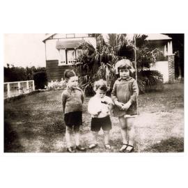 Norman Frank, Kevin William (Bill) and Shirley Kingsford McLeod, Wetherill Park NSW, c. 1938