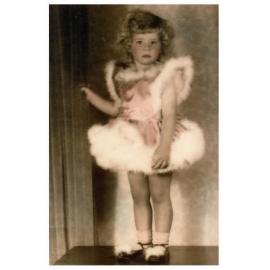 Shirley Kingsford McLeod dressed as a Powder Puff, Smithfield NSW, c. 1937