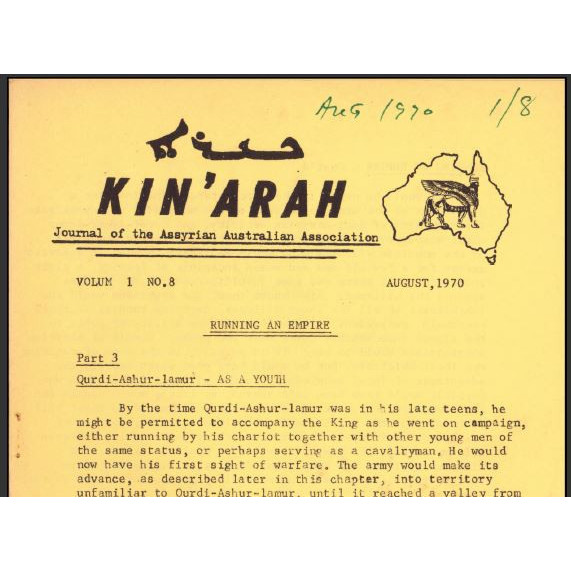 Kin'arah : journal of Assyrian Australian Association  -August, 1970, Volume 1 No 8
