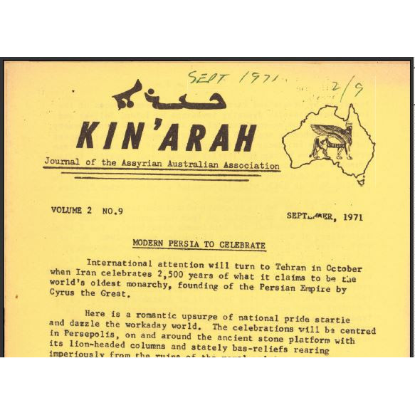 Kin'arah : journal of Assyrian Australian Association  - September, 1971, Volume 2, No 9