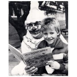 Kane Shorten, Ossie the Clown helped celebrate Children's Book Week, Wetherill Park NSW, 1985