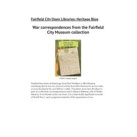 War correspondences from the Fairfield City Museum collection
