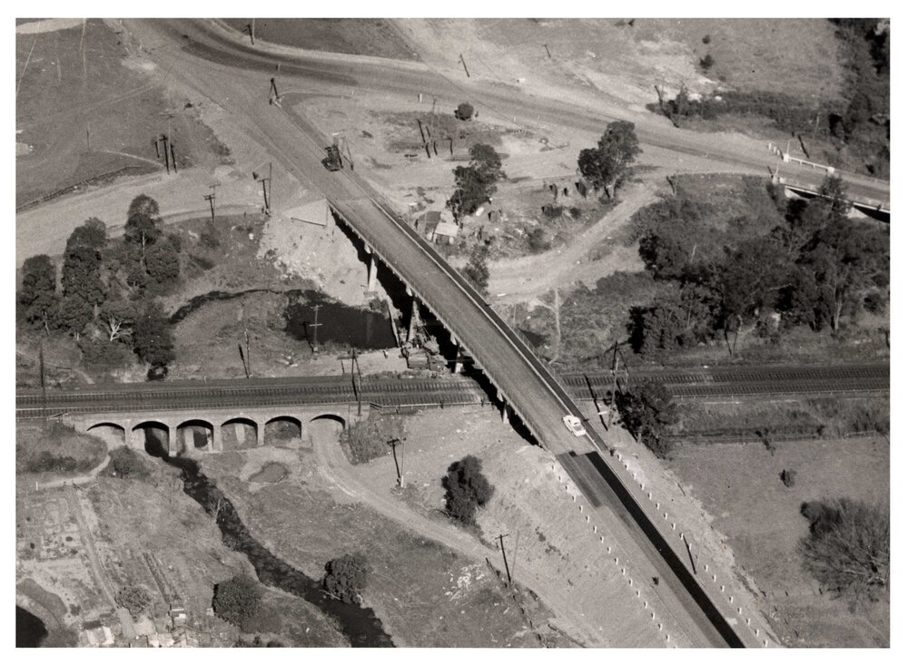 Aerial view of the Horsley Drive Overpass, Fairfield NSW