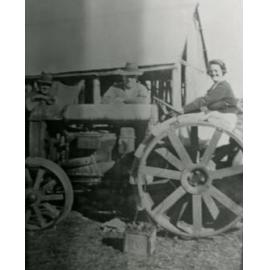 Mr and Mrs Clarrie Downey and a kerosene tractor 