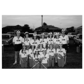 A young girl hockey team