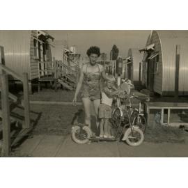 Peggy Pearson and her next-door neighbour, Cabramatta Migrant Hostel, Cabramatta NSW, 1960s