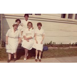 Group of women outside a hostel building, Cabramatta Migrant Hostel, Cabramatta NSW, late 1960s
