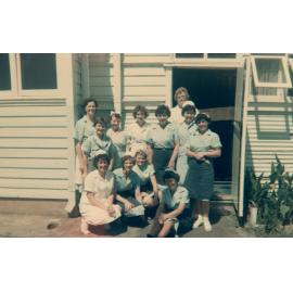 Group of women standing outside the Hostel Kitchen, Cabramatta Migrant Hostel, Cabramatta NSW, 1960s