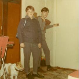 Two boys in school uniform.