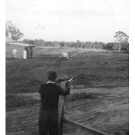 Desmond McNeice near the Cabramatta Migrant Hostel, Cabramatta NSW, 1959