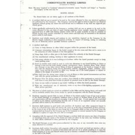 Commonwealth Hostel Limited's hostel rules for residents