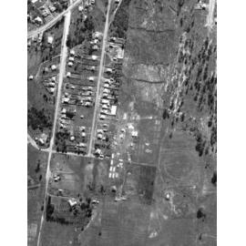 Aerial view of the Cabramatta Migrant Hostel and Hargraves Park, Cabramatta NSW, 1951