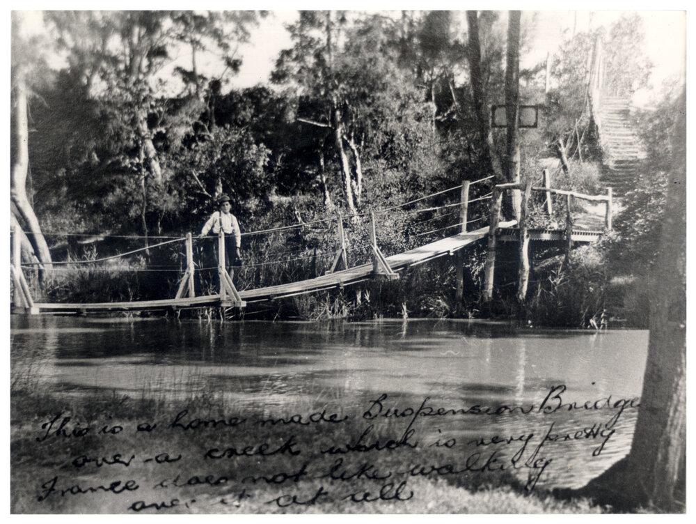 Swinging Bridge Prospect Creek, Carramar NSW, c.1930s