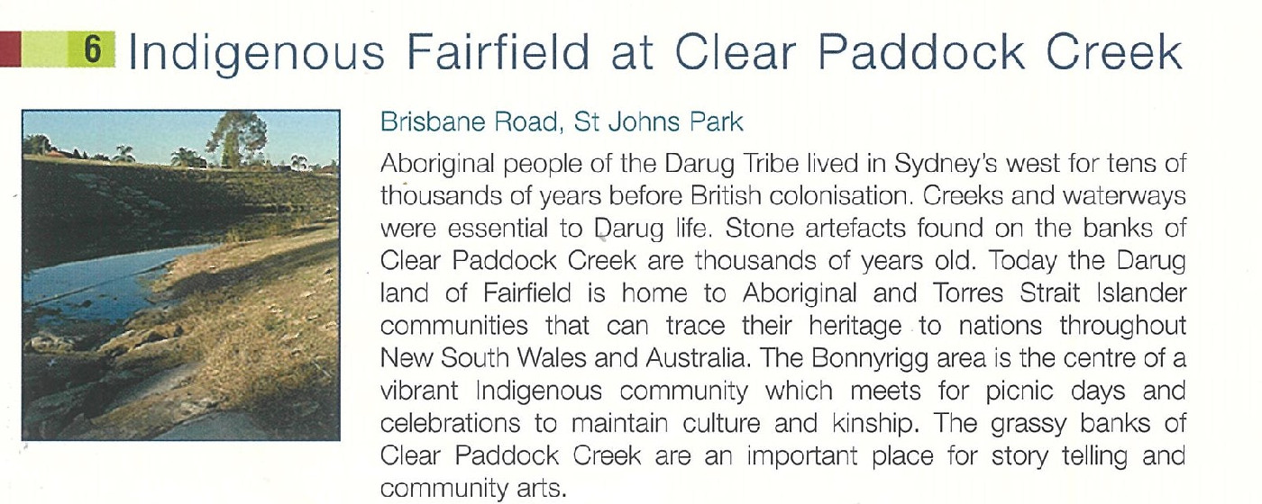 Tune in to Fairfield City - Stop 6 - Indigenous Fairfield at Clear ...